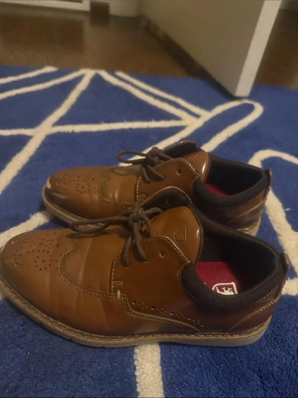 Stacy Adams Tan/Brown Wingtip Dress Shoes for Kids